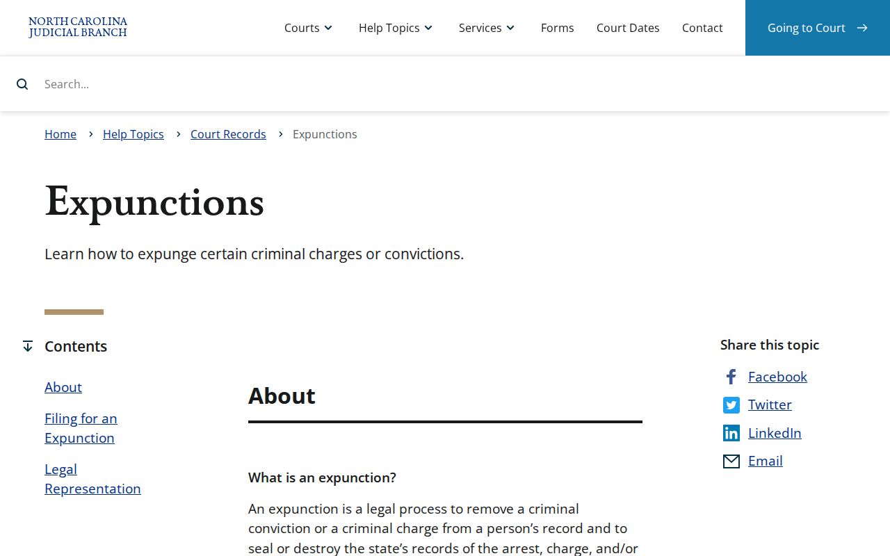 Dare County criminal record expunction guidance