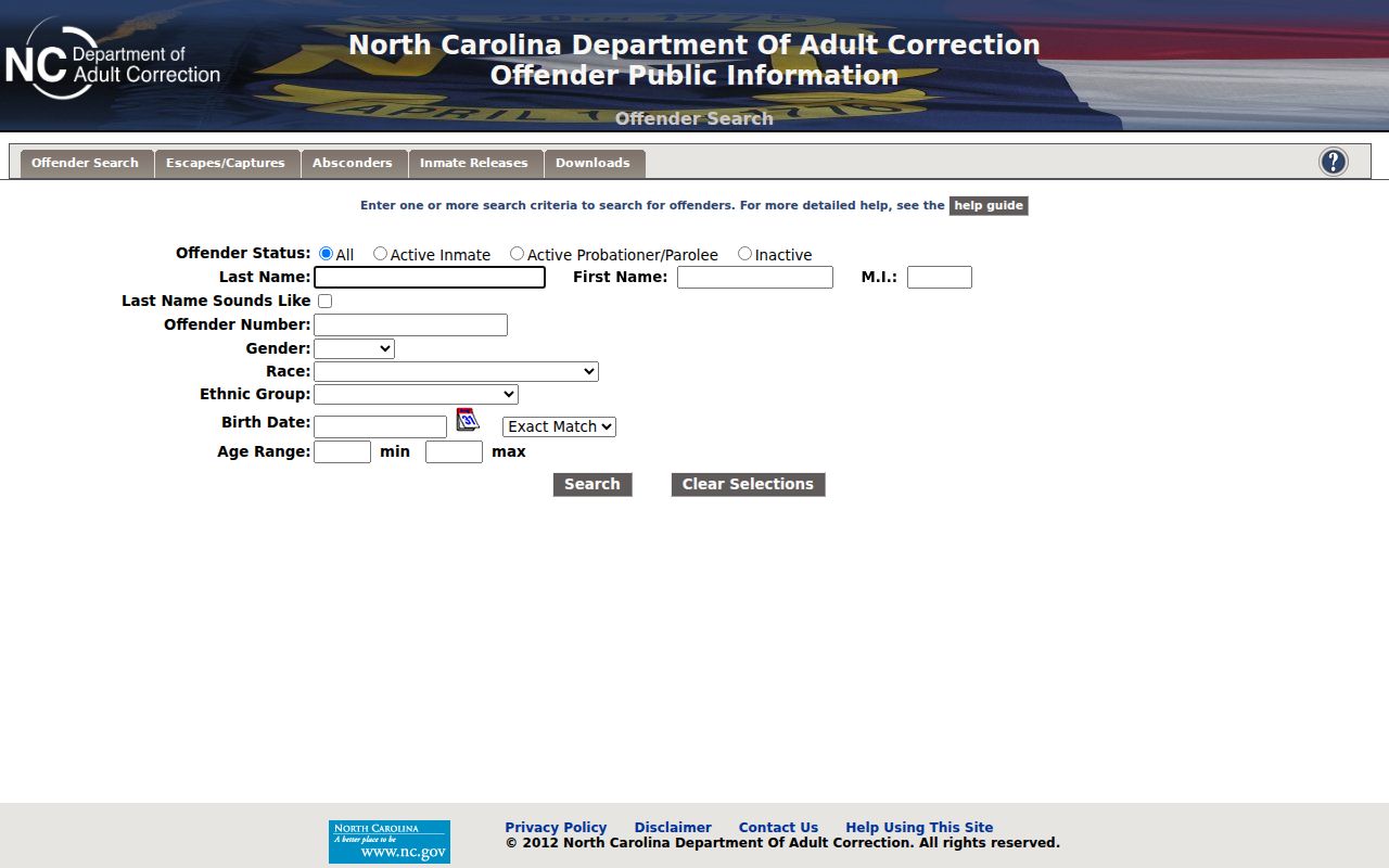 Dare County criminal records in NCDAC Offender Locator
