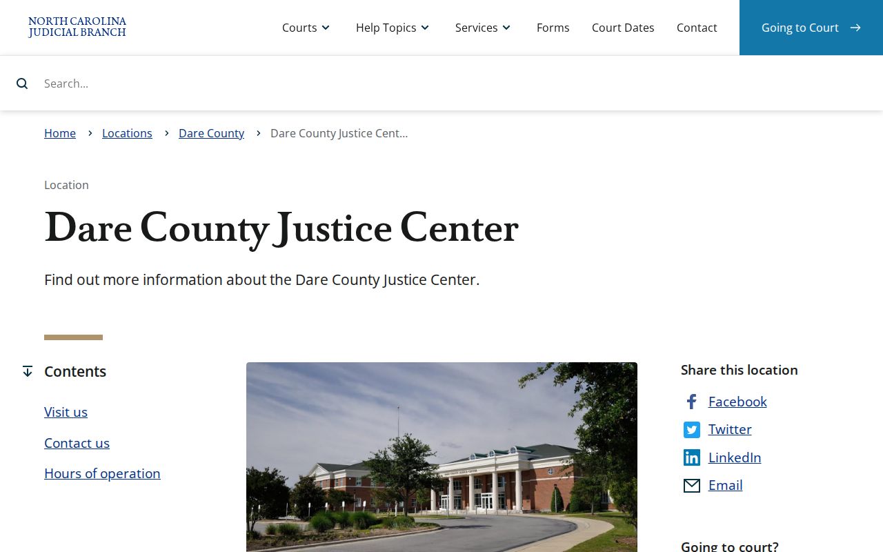 Dare County criminal court record access at the Justice Center