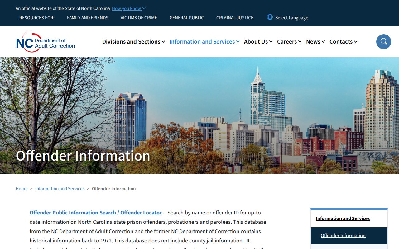 Dare County criminal history and NCDAC record search options