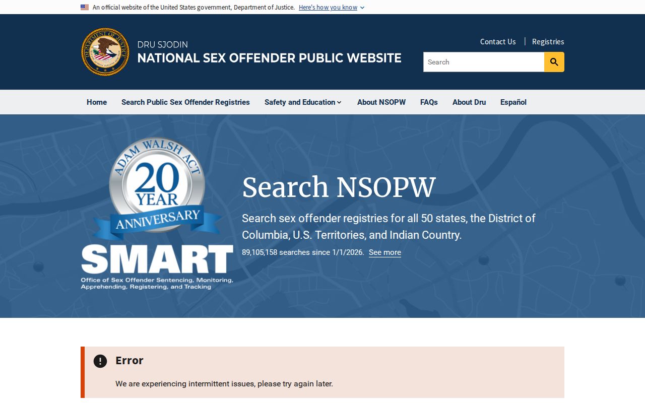 NSOPW national search used with Dare County sex offender registry records