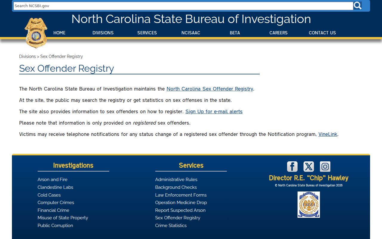 SBI overview of Dare County sex offender registration and alerts