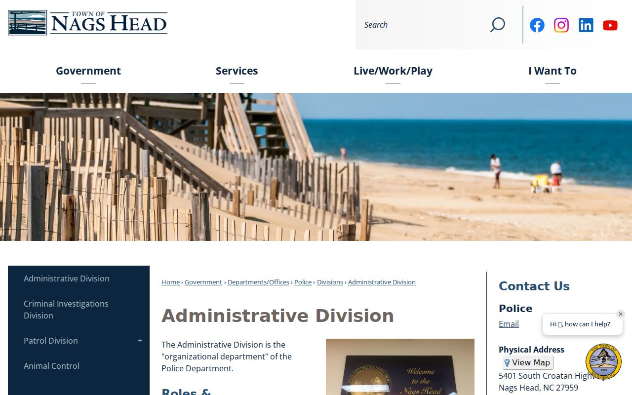Nags Head criminal records Police Administrative Division in Dare County